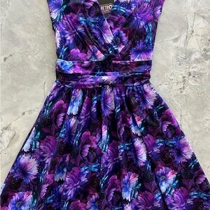 Retrolicious Purple Floral Midi Dress